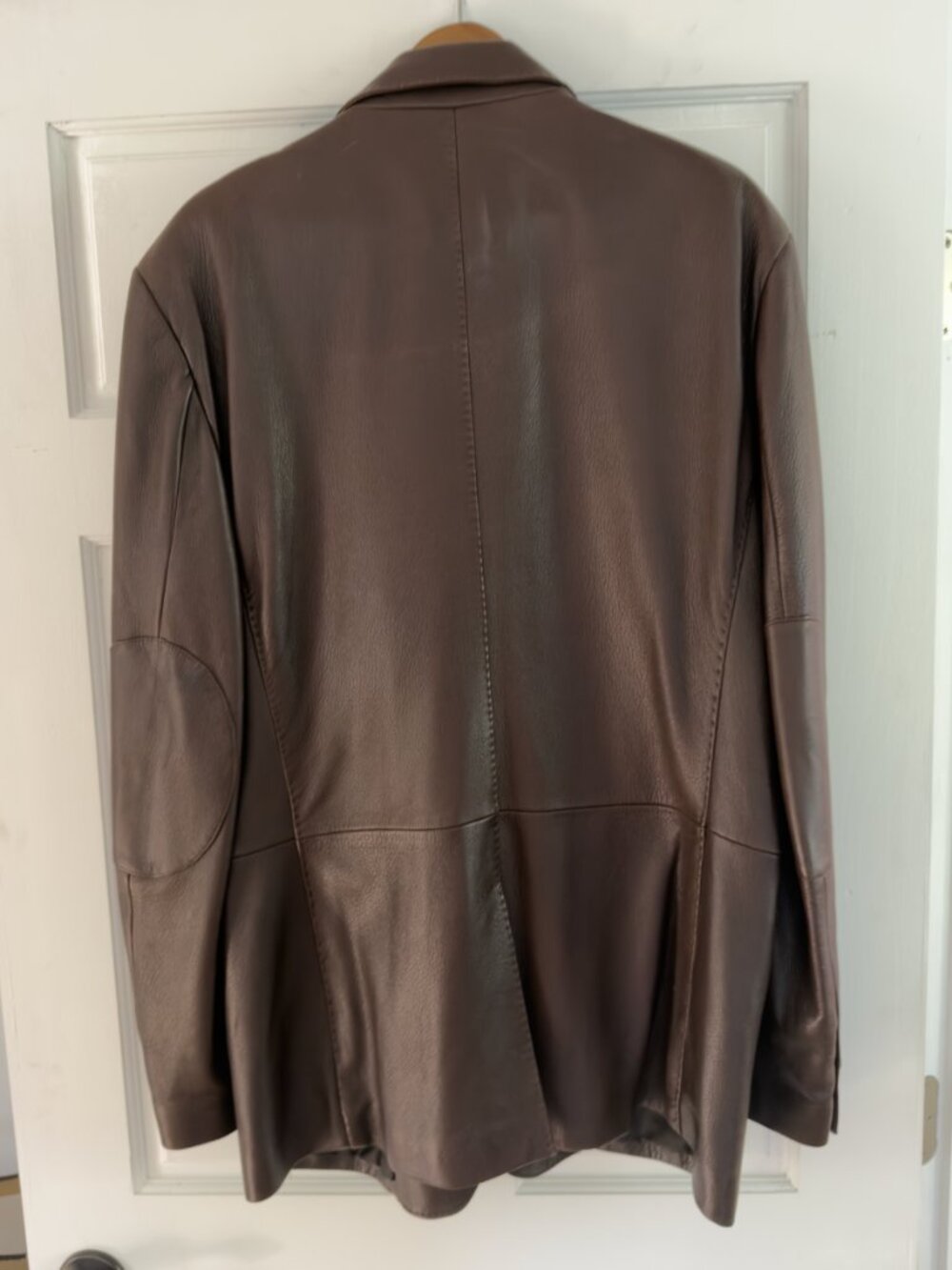 Size 40L Men's Pristine Vintage Ferragamo Men's Chocolate Brown Leather Blazer. - Picture 2 of 7